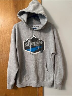 Simms Gray Pullover Hoodie with Blue Mountain Crest